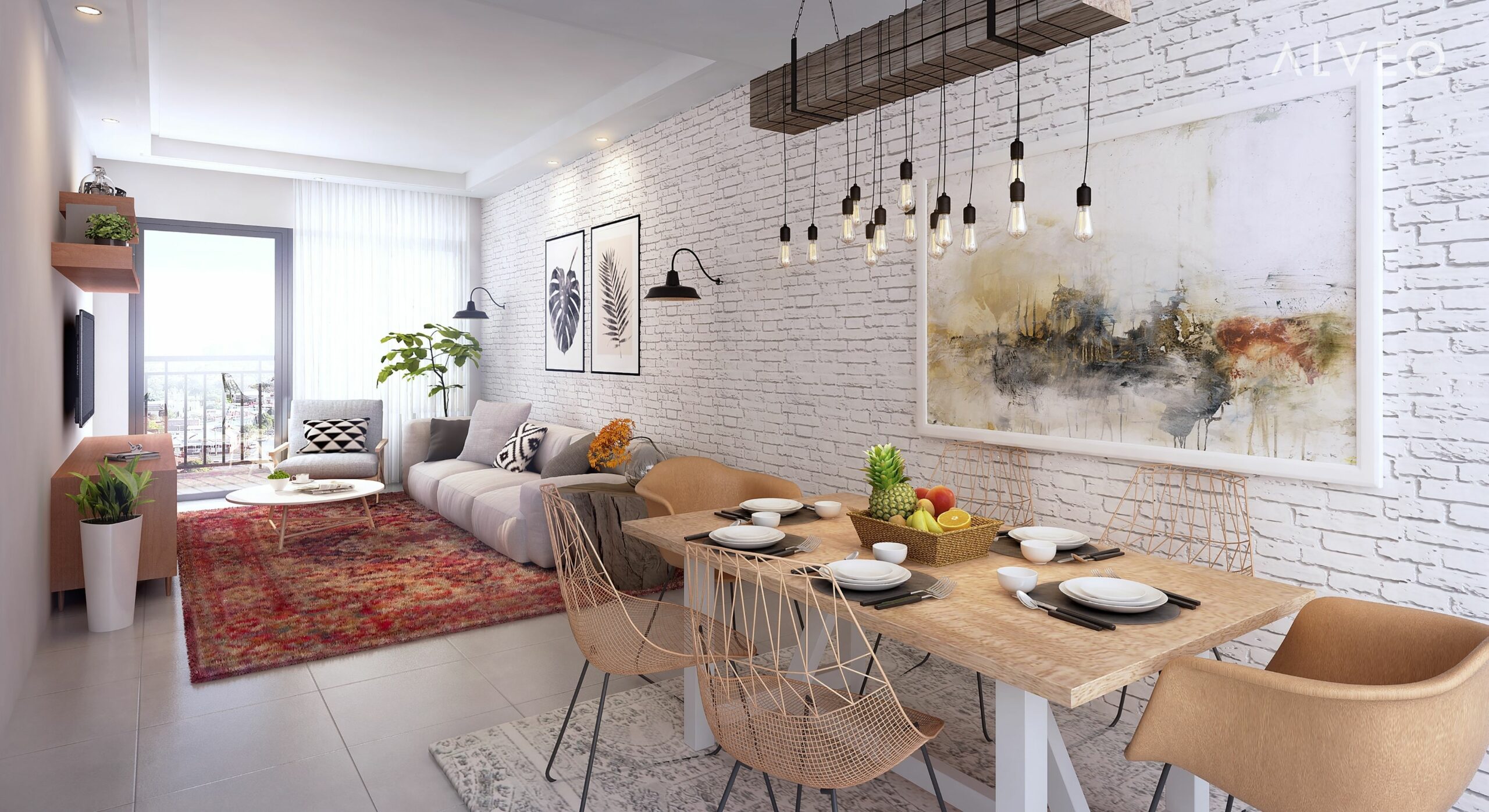 VIENTO AT CERCA - 3BR 單元起居和用餐區(藝術家視角)